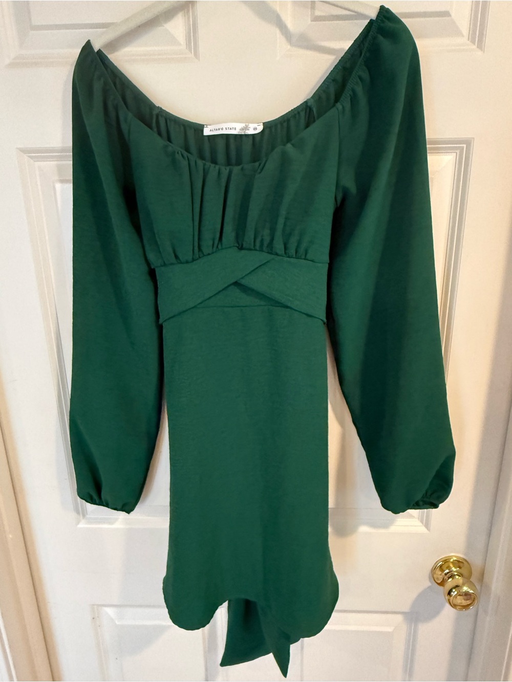 Altar'd State Deep Green Long Sleeve Mini Dress